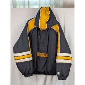 Vintage Starter Boston Bruins Pullover Puffer Coat w/ Front Pocket Size 2XL/XXL